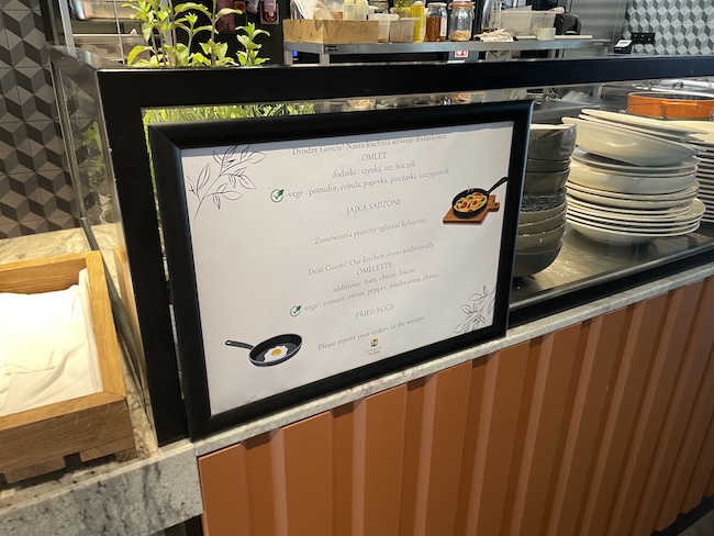 a menu on a counter