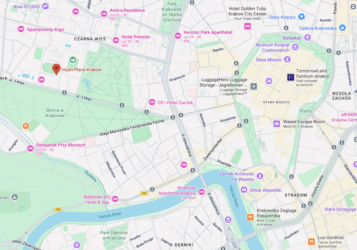 Hyatt Place Kraków location on map.