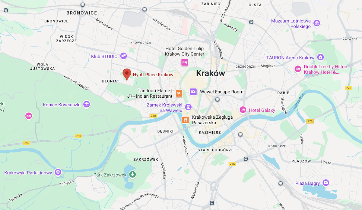 Hyatt Place Kraków location on map.