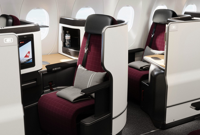 SWISS A350 Business Class seat.