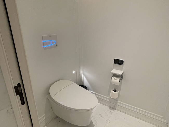 a toilet in a bathroom