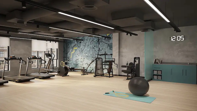 a gym with exercise equipment
