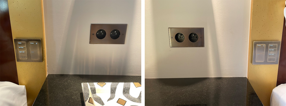 a wall with a couple of outlets