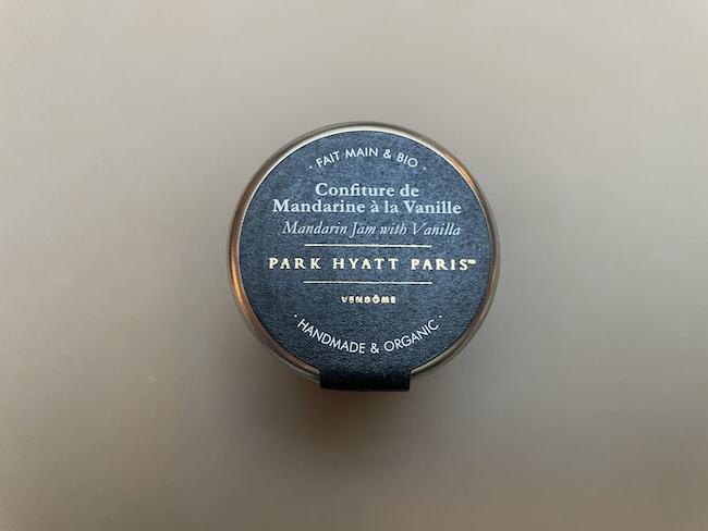 a round container with a label