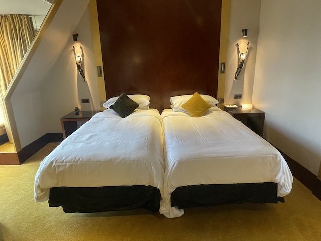 a two beds in a room