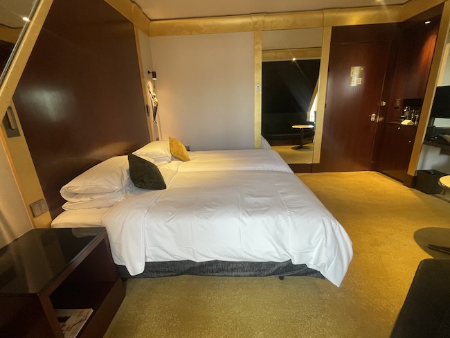 a bed in a room