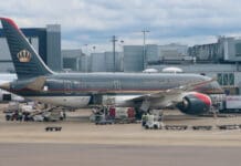 an airplane parked at an airport