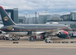 an airplane parked at an airport