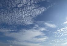 a blue sky with white clouds