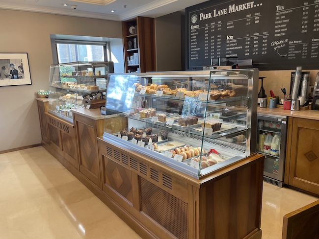 a bakery display case with pastries and pastries