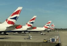 airplanes parked on a runway