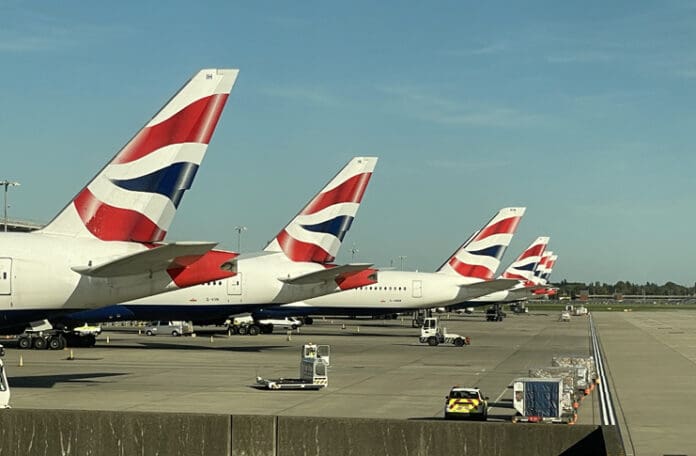 airplanes parked on a runway