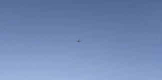 a plane in the sky