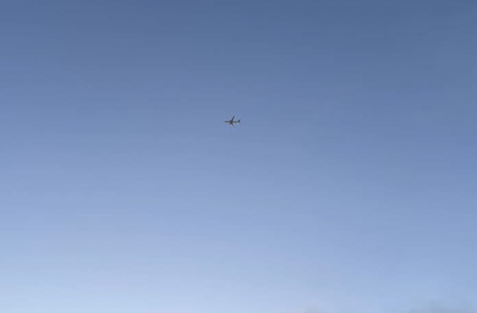 a plane in the sky