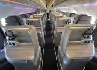 a row of seats in an airplane