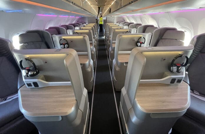 a row of seats in an airplane