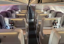 a row of seats in an airplane