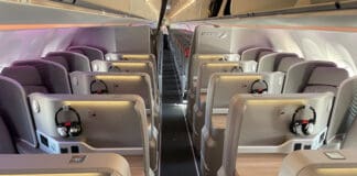 a row of seats in an airplane