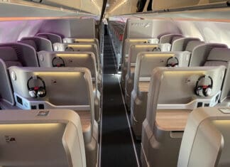 a row of seats in an airplane