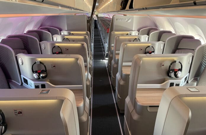a row of seats in an airplane