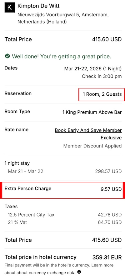 a screenshot of a hotel reservation