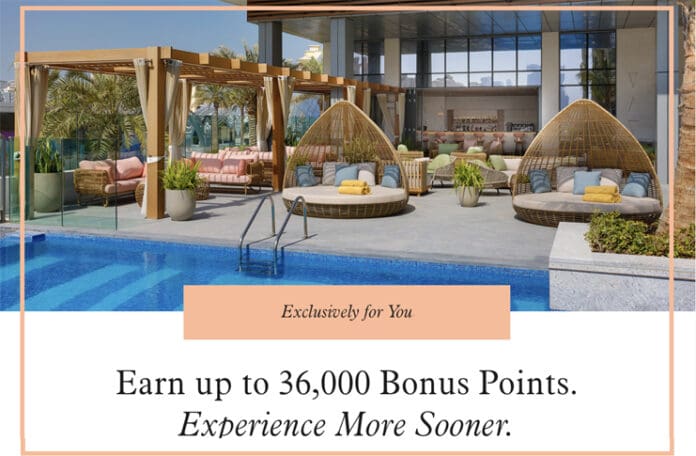 a pool with wicker chairs and a pool with a large window