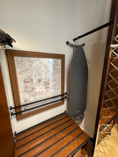 a ironing board on a rack