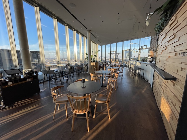 a room with tables and chairs