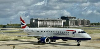 a plane on the runway