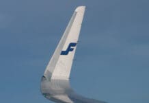 the wing of an airplane