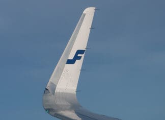 the wing of an airplane