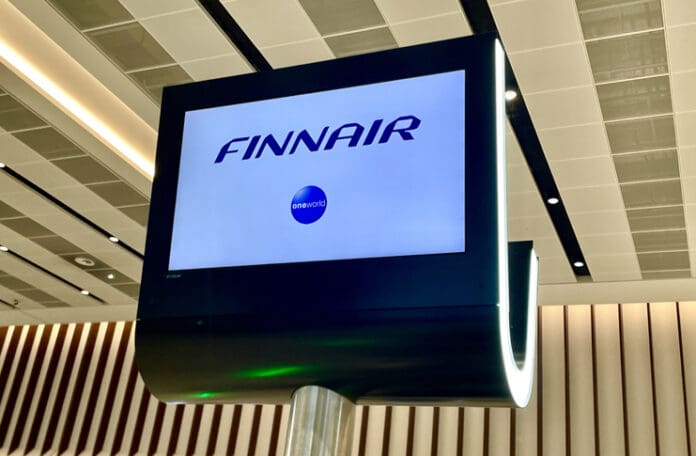 a screen with a blue and white logo