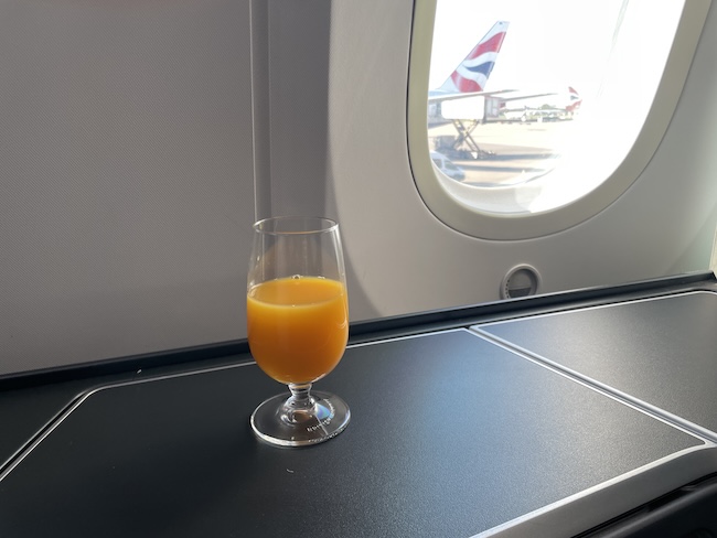 British Airways orange juice.