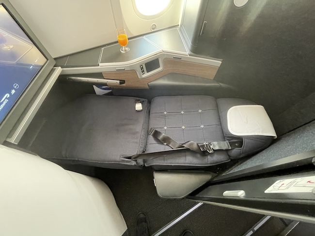 British Airways Club Suite in lie-flat mode.