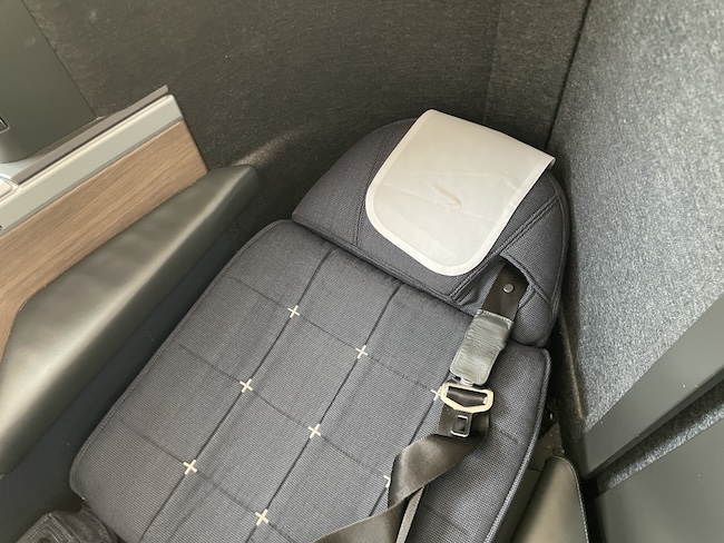 British Airways Club Suite in lie-flat mode.