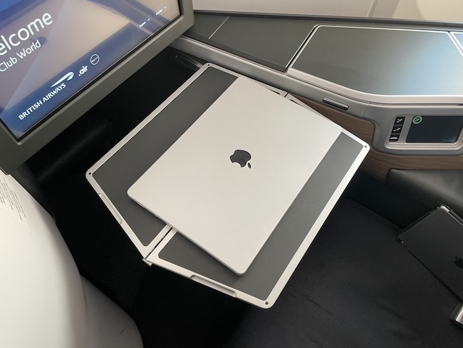 British Airways Club Suite tray table.