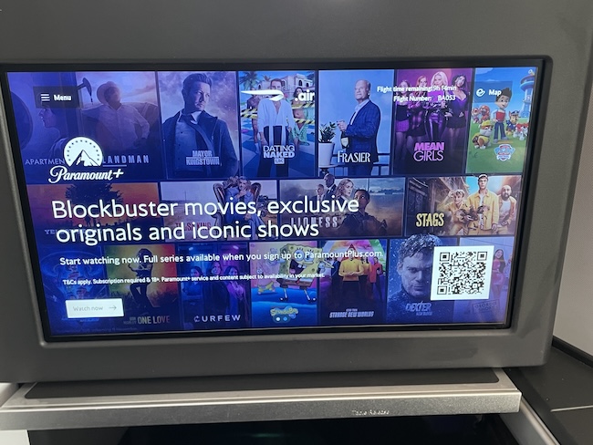 British AIrways 787-10 inflight entertainment.