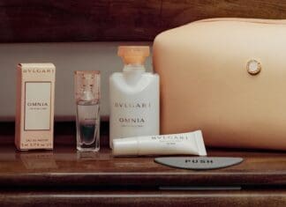 Emirates women's Business Class amenity kit.