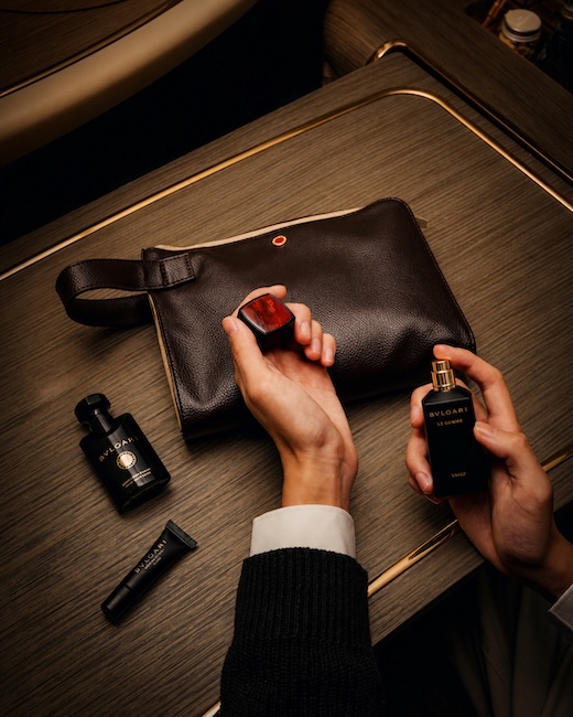 Emirates First Class men's amenity kit.