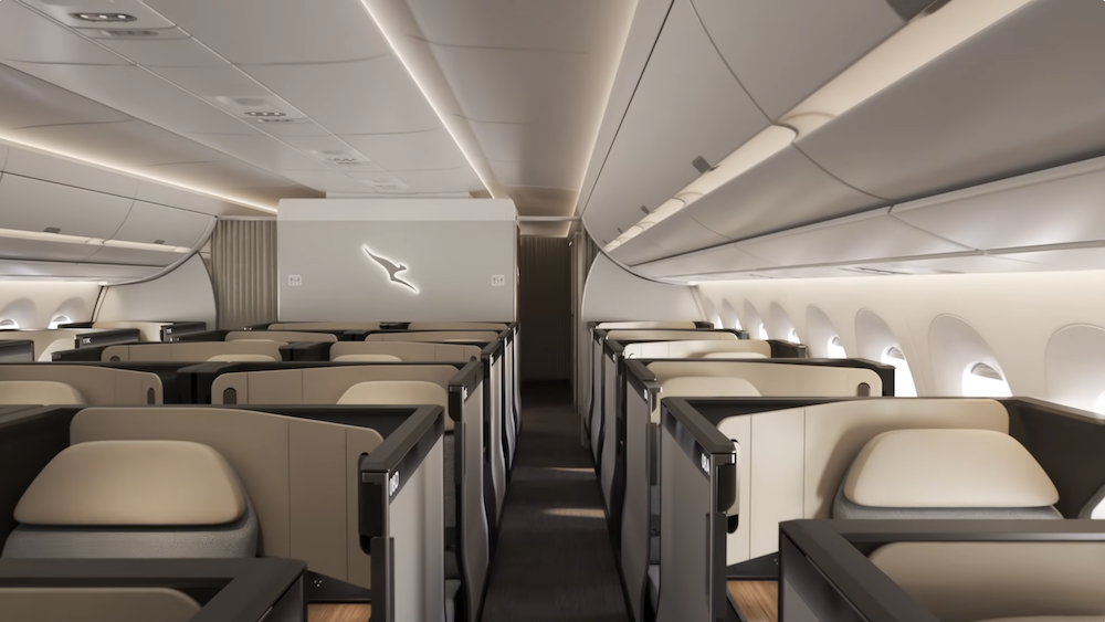Qantas A350-1000 Business Class cabin.