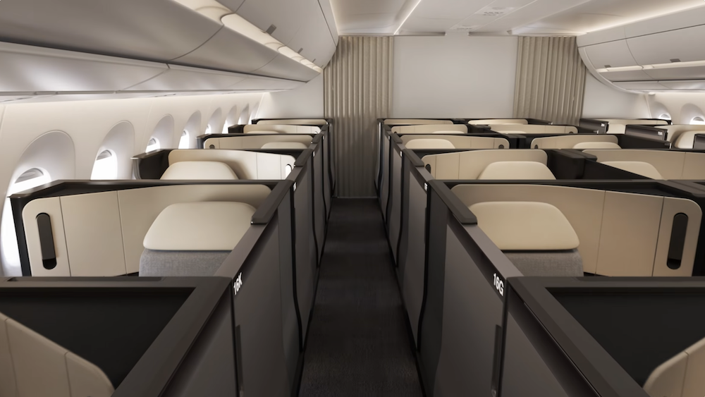 Qantas A350-1000 Business Class cabin.