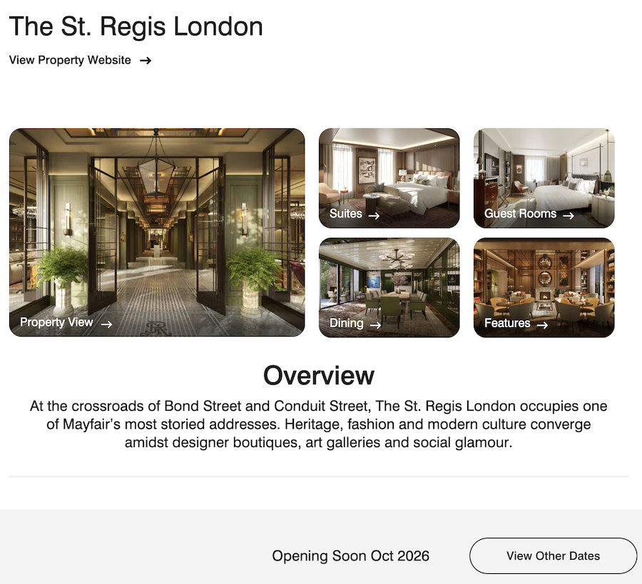 Image showing St Regis London opening date.
