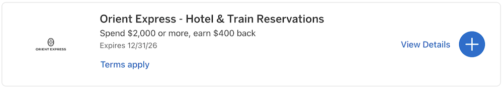 Amex Orient Express Offer