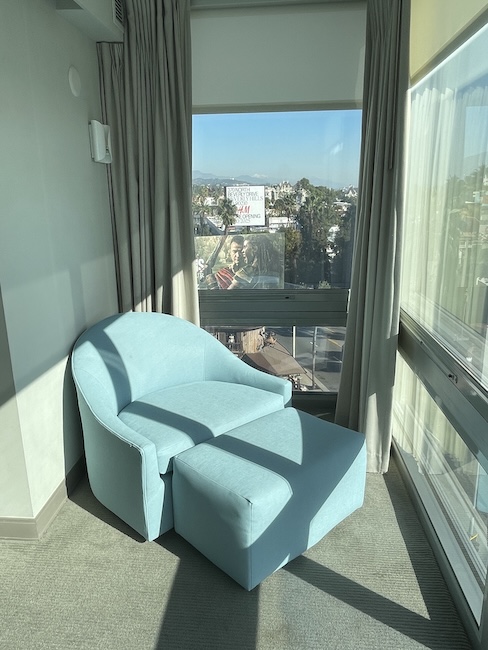 Andaz West Hollywood King Suite sunroom overlooking Sunset blvd.