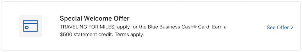 Amex Blue Business Cash targeted offer