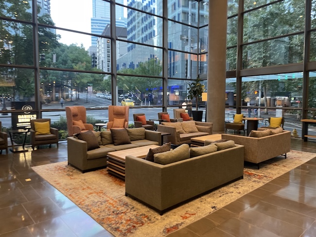 Hyatt Regency Seattle Lobby seating.