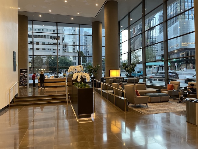 Hyatt Regency Seattle Lobby seating.