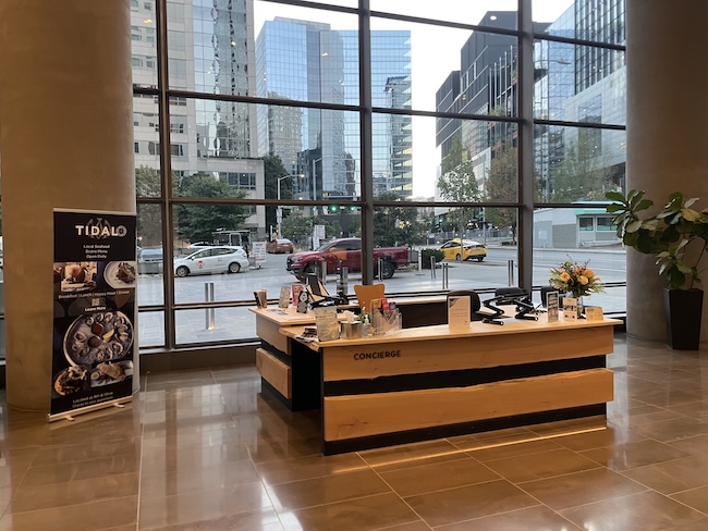 Hyatt Regency Seattle Lobby concierge.