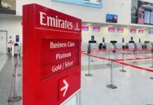Emirates check-in sign