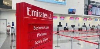 Emirates check-in sign
